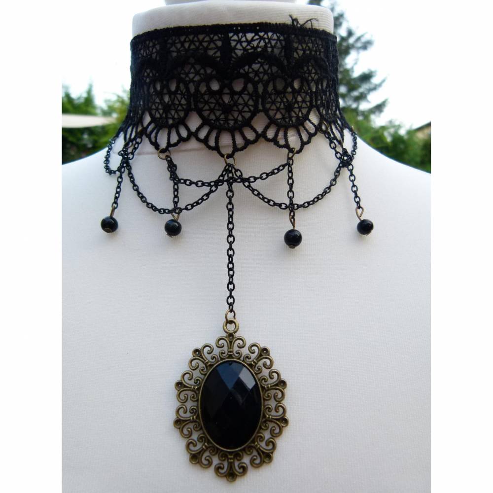 Choker * Halsband * Kropfband * Dirndl Spitze * schwarz * Dirndl-Kette *  Kette * Halskette * Kropfkette * Gothik * Trach