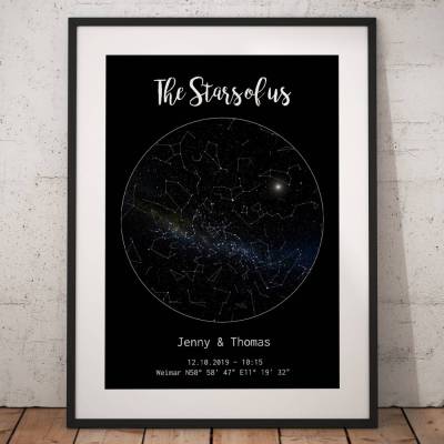 Sternenkarte - the Stars of us I personalisierbarer Kunstdruck I Sternenhimmel Nachthimmel Sternzeichen