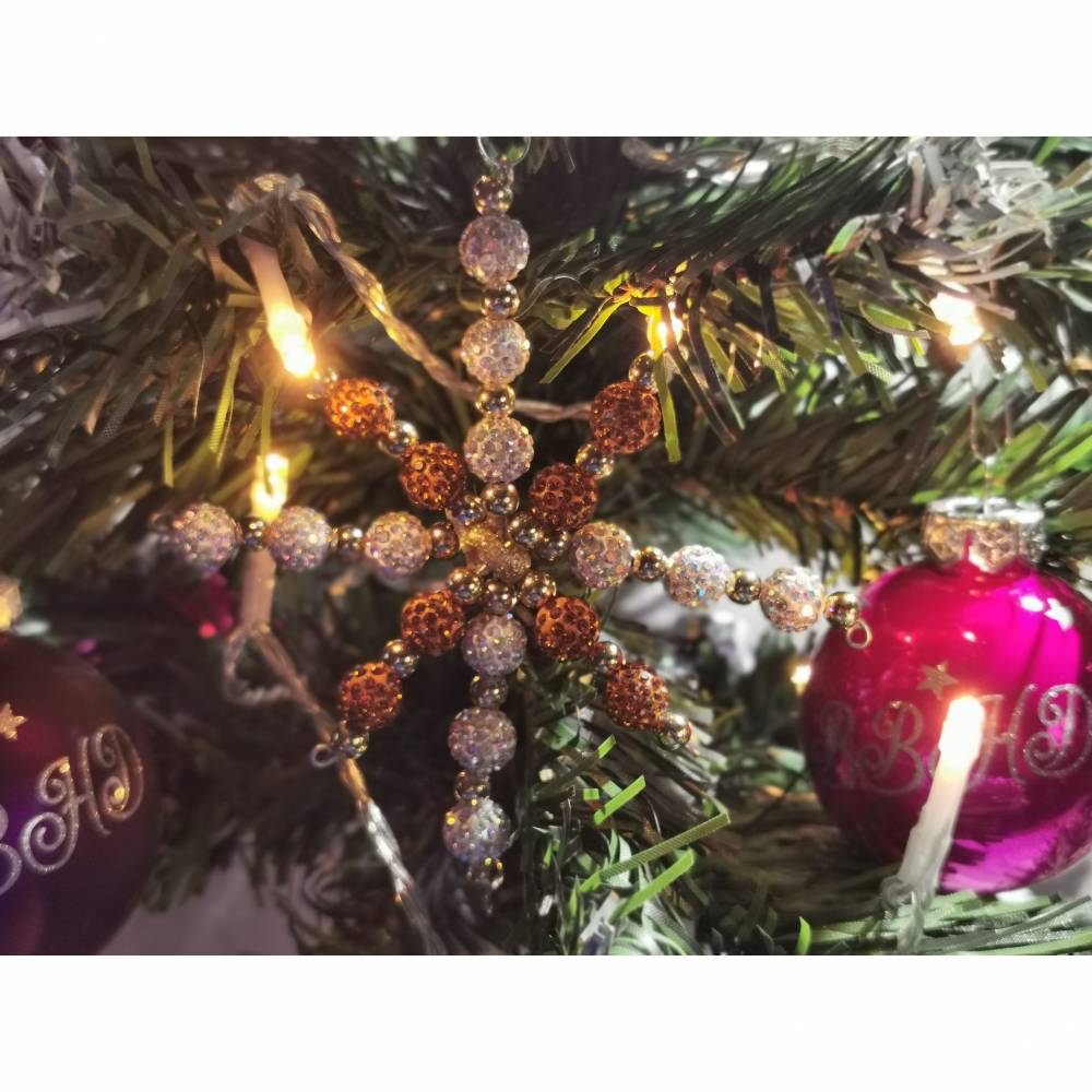 Weihnachtssterne - Adventssterne - Sternanhnger als Schmuck, auch fr den  Weihnachtsbaum, Gross, Crystal AB-Gold