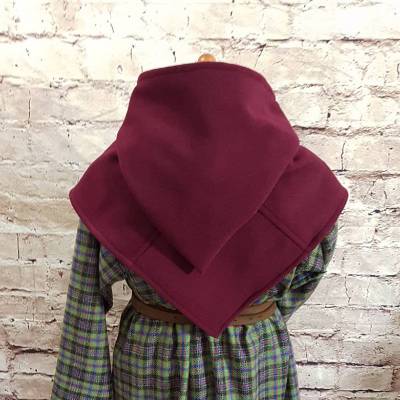 Kinder Wikinger Gugel, Skjoldehamn Gugel für Mädchen & Jungen, Wolle bordeaux, Mittelalter Kapuze, SCA, Halloween, LARP,