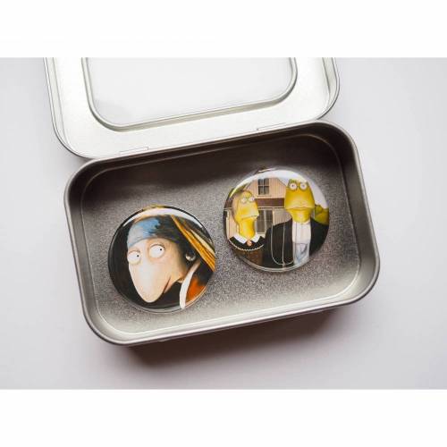 2 Magnete in der Box, Kühlschrankmagnet, Küche, Rezepthalter, witzige Magnete, Button Magnete, runde Magnete, Geschenk Büro,kleines Geschenk