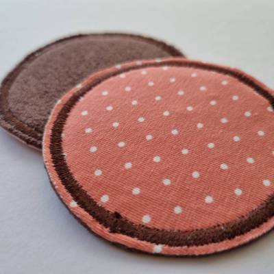 2er Set Kosmetikpads, rund "Pünktchen" in braun-rosa-weiß von he-ART by helen hesse