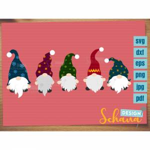 Weihnachtswichtel niedliche bärtige Wichtel SVG DXF png pdf jpg eps Datei zum Plotten Digistamp Lasercut Karten gestalte