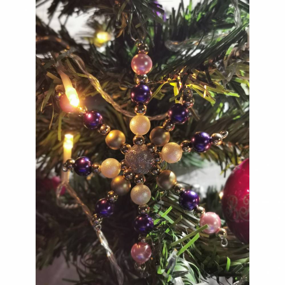 Weihnachtssterne - Adventssterne - Sternanhnger als Schmuck, auch fr den  Weihnachtsbaum, Gross, Lila-Weiss-Rosa-Gold