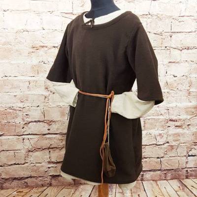 Warme Tunika für Ritter, Wikinger und Räuber, braune Tunika aus Wollstoff für Kinder, LARP Junge, Toraxacum
