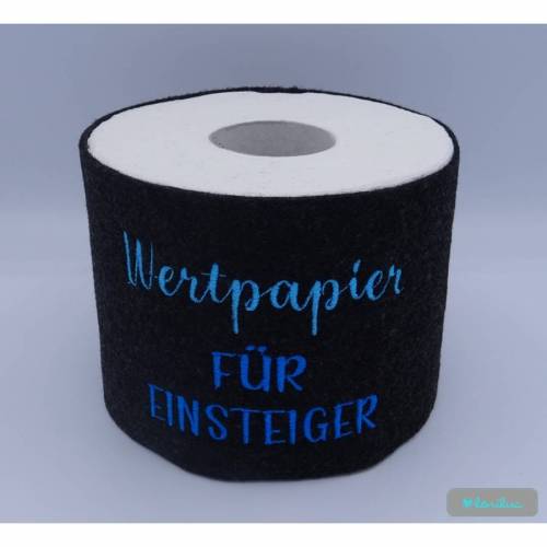 Toilettenpapierrolle mit Spruch "Wertpapier für Einsteiger"