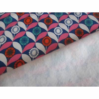 Baumwoll- Sweat  Blumen angeraut petrol/bunt Oeko-Tex Standard 100, (1m/12,-€)