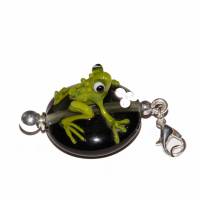 Anhänger Glasperle Frosch - Perle grau transparent