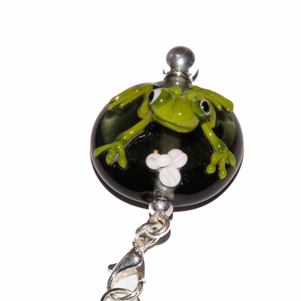 Anhänger Glasperle Frosch - Perle grau transparent Bild 3