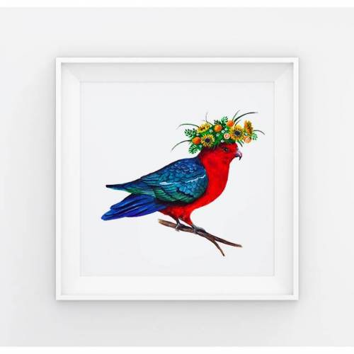 Aquarellbild Tropischer Vogel, 300 g/m2 papier, 21 x 21 cm