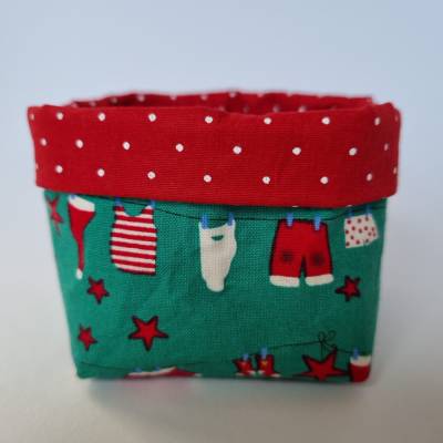 Weihnachtliches Mini-Utensilo "Wäscheleine" in dunkelgrün-rot von he-ART by helen hesse