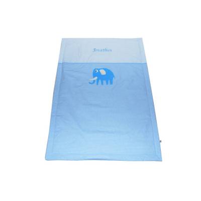 Glückspilz Babydecke mit Namen und Elefant, mit Ökoteddy gefüttert, viele Farben