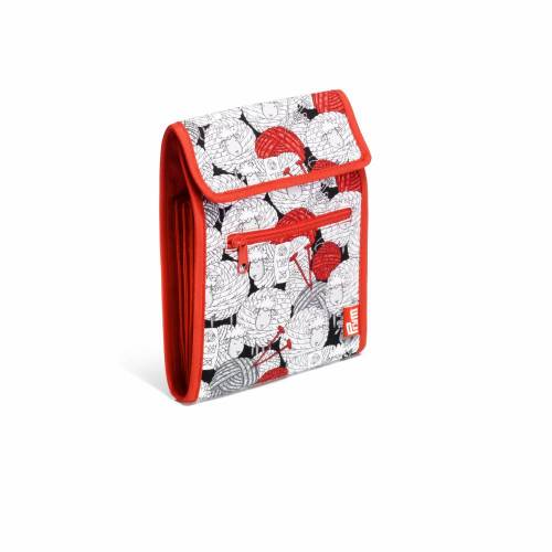 Prym 612038 Rundstricknadelmappe Nadeltasche Wolle Schaf rot/weiß Stricknadel Tasche