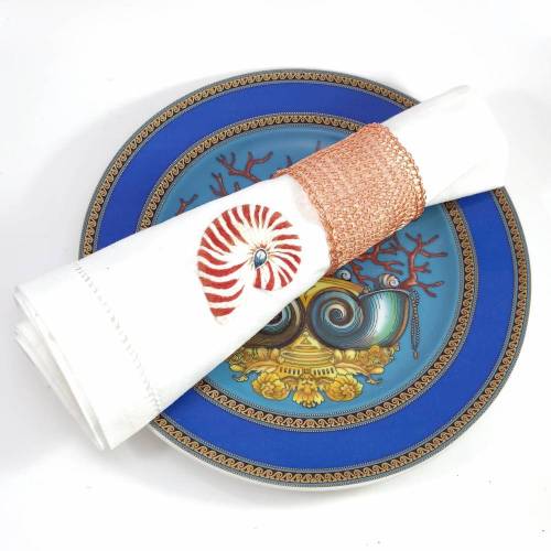 fingergestrickte SERVIETTENRINGE aus anlaufgeschütztem Kupferdraht