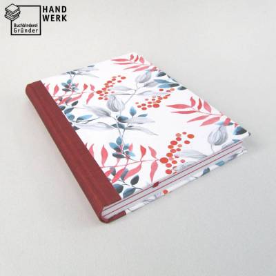 Notizbuch Blätter, abendrot, DIN A5, 150 Blatt, handgefertigt Hardcover
