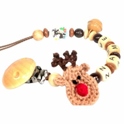 Schnullerkette mit Namen Rentier Weihnachten