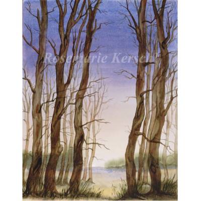Aquarell Durchblick – Handgemalte Landschaft in Ocker-, Gelb- und Brauntönen 37 cm x 30 cm Hochformat kaufen