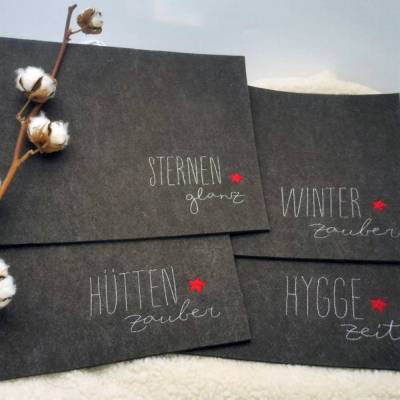 Tischset Weihnachten Filz anthrazit – Platzdeckchen bestickt Winterdeko Geschenk