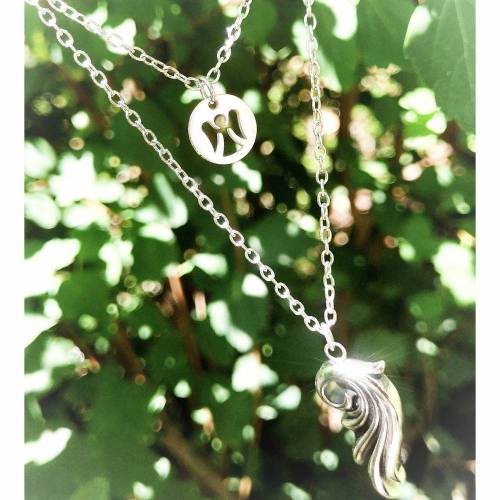 Kette, Halskette, Mehrfachkette, Edelstahl, Edelstahlkette, Engel, Schutzengel,  handmade