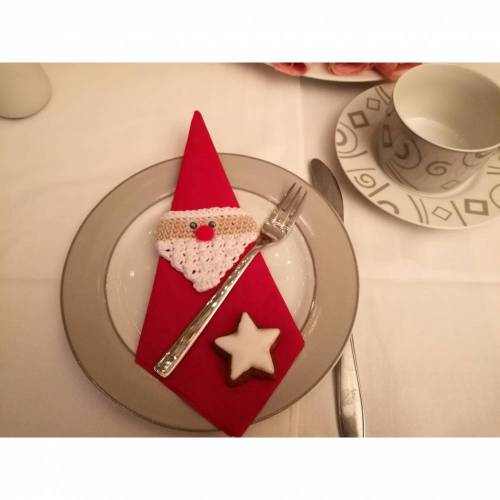 Gehäkelte Serviettenringe "Serviettenmänner" (4 Stück)