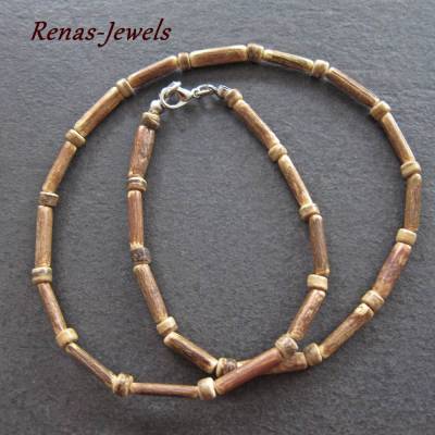 Holzkette braun Männerkette Herren Kette Holzperlen Kokosnuss Perlen