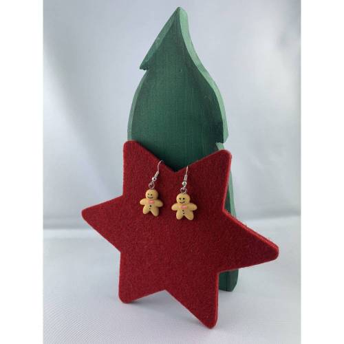 Lebkuchen-Ohrringe * Lebkuchenmännchen-Ohrringe * Weihnachtsohrringe * "X-Mas" * Adventskalenderfüllung * Mitbri