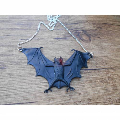 Fledermaus Collier Halskette versilbert Stattement 