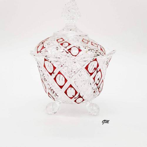 Vintage, Bleikristall Glasschale mit Deckel, Bonboniere, Konfektschale, Bonbonglas Zwiesel,