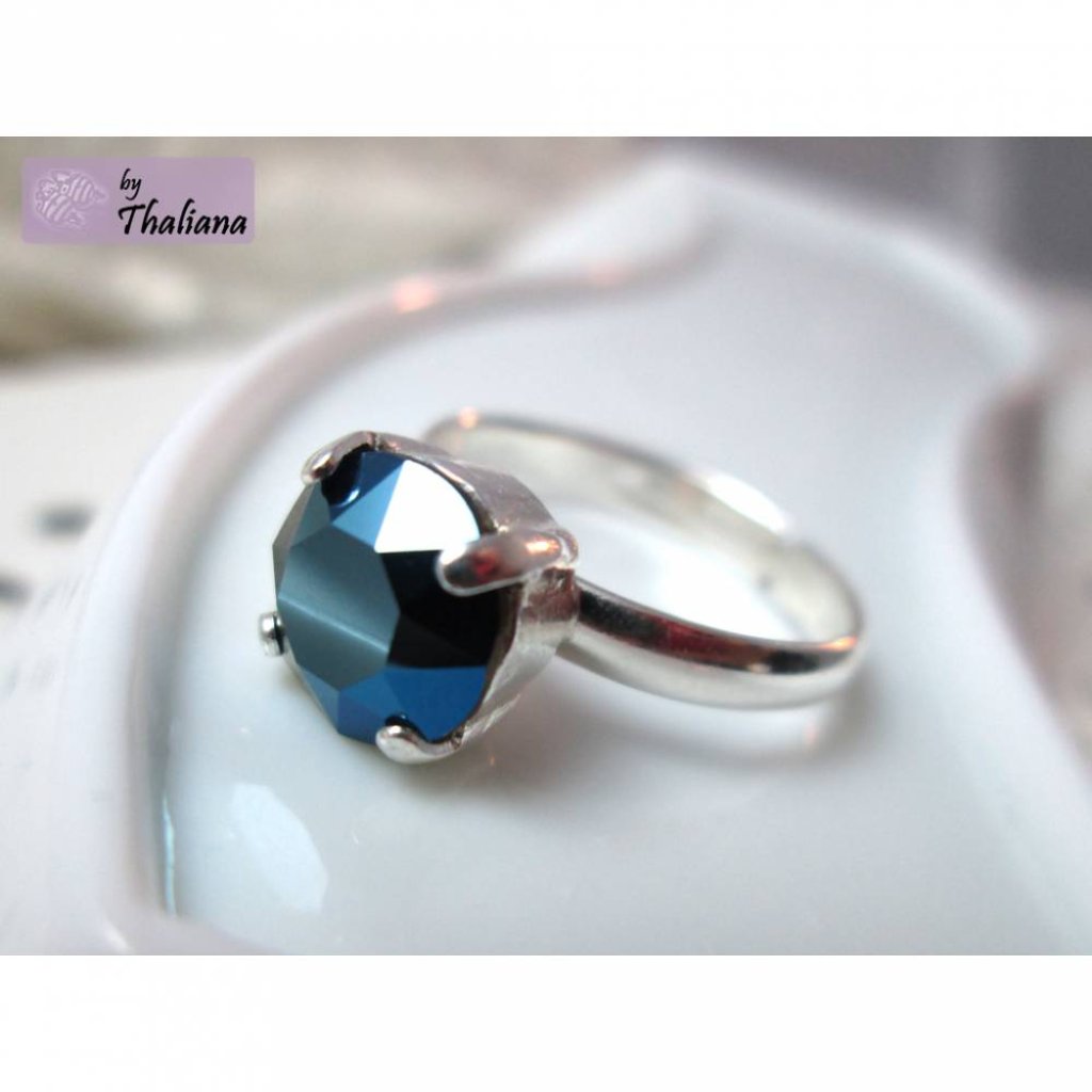 Ring NACHTSCHATTEN metallisches Dunkelblau Bild 2