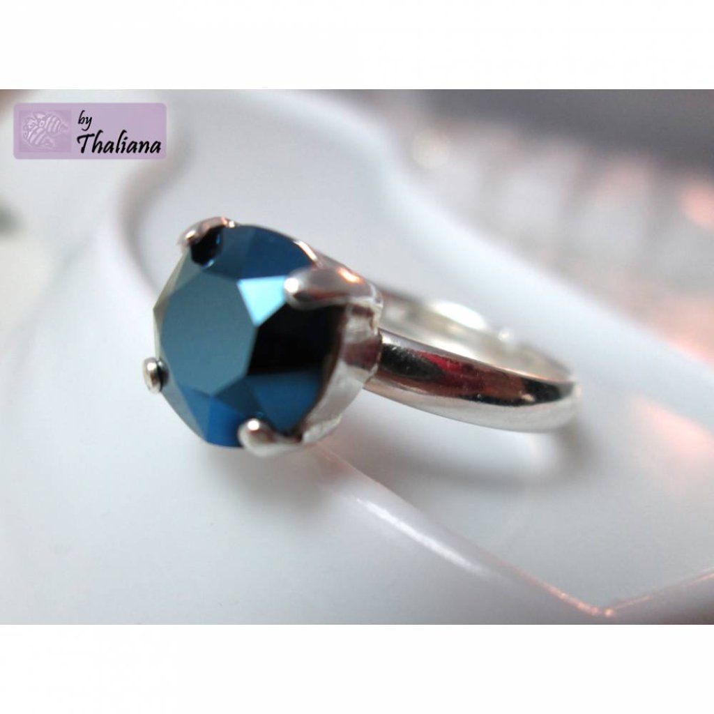 Ring NACHTSCHATTEN metallisches Dunkelblau Bild 3