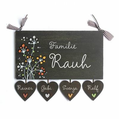 exklusives Hauseingangsschild für Familien, dekoratives Haustürschild mit Name personalisiert, einzigartiges Holzschild, Familiengeschenk für das Zuhause