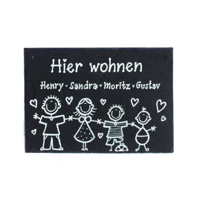 Wetterfestes Schieferschild mit Vornamen – Personalisiertes Familientürschild als Geschenk & Deko