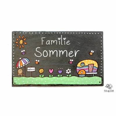 Personalisiertes Schiefer Türschild für Familien – Namensschild für Haustür, wetterfest & handbemalt, einzigartiges Geburtstagsgeschenk