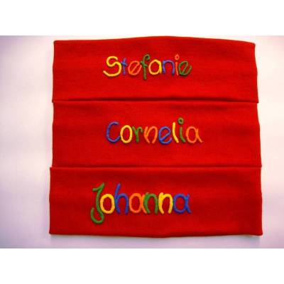 Stirnband rot mit Namen bestickt – Last Minute Geschenk für Kinder Mädels Mädchen. Schulanfang Kommunion