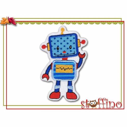 Applikation Roboter blau zum Aufbügeln