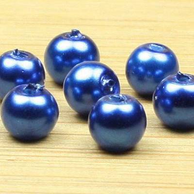 100 Glaswachsperlen, metallicblau, 4mm