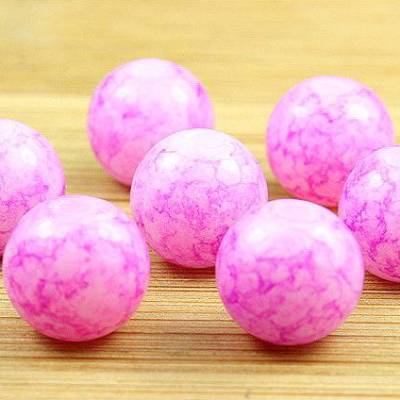 30 Bastelperlen, Glas, rosa marmoriert, 8mm