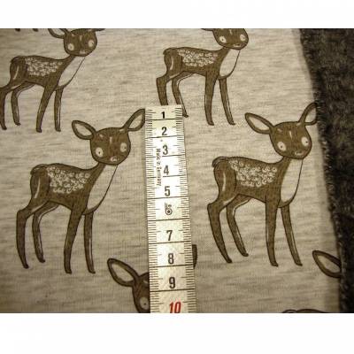 Alpenfleece melange verdutztes Rehkitz – kuscheliger Doubleface-Stoff beigemelange braun Meterware
