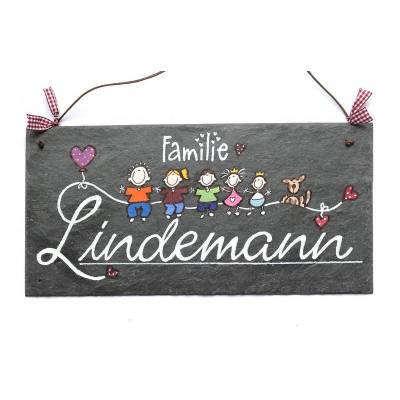 Schiefertürschild Familie personalisiert – Einzigartiges Geschenk für Hochzeit, Einzug & Hausbau