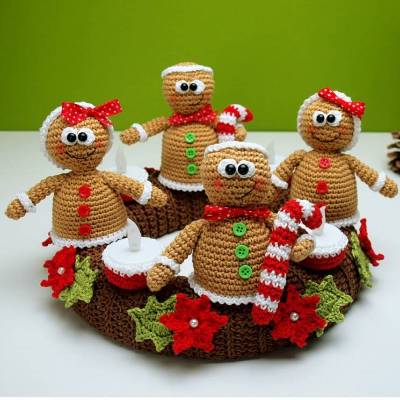 Häkelanleitung Adventskranz Lebkuchenmännchen - PDF Datei deutsch