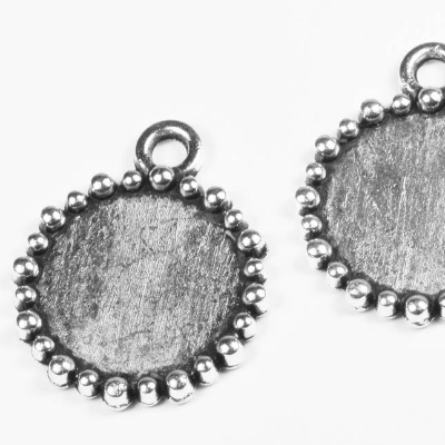 Anhänger Fassung 12mm Cabochon alt silberfarben, 5 Stück