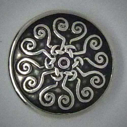 Druckknopf, Ornament, silberfarben/schwarz, ca. 20mm
