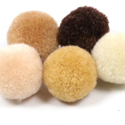 Pompoms, braun-creme-Mix, 20mm, 5 Stück