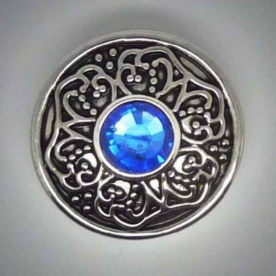 Clicks, blauer Strass mittig, 20mm