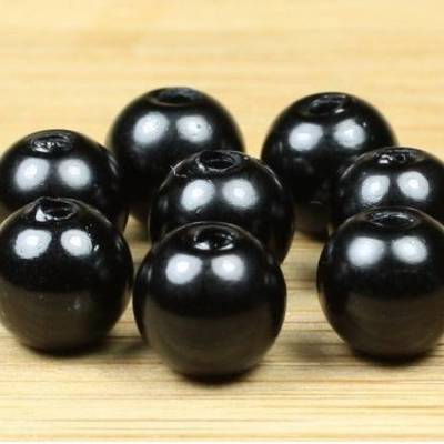 Glaswachsperlen, schwarz, 6mm, 50 Stück