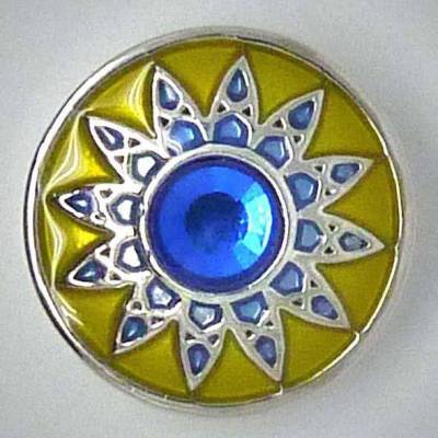Click-Button, Blume mit Strass, 20mm