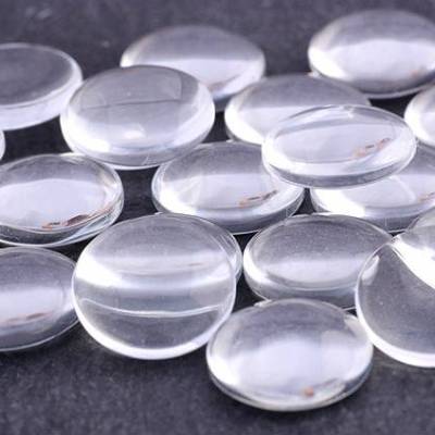 Glas Cabochons, klar, Ø 12mm, 50 Stück