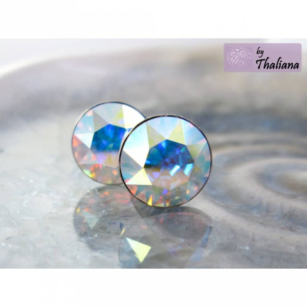 megafunkelige Glitzer-Ohrstecker Regenbogendiamant Bild 2