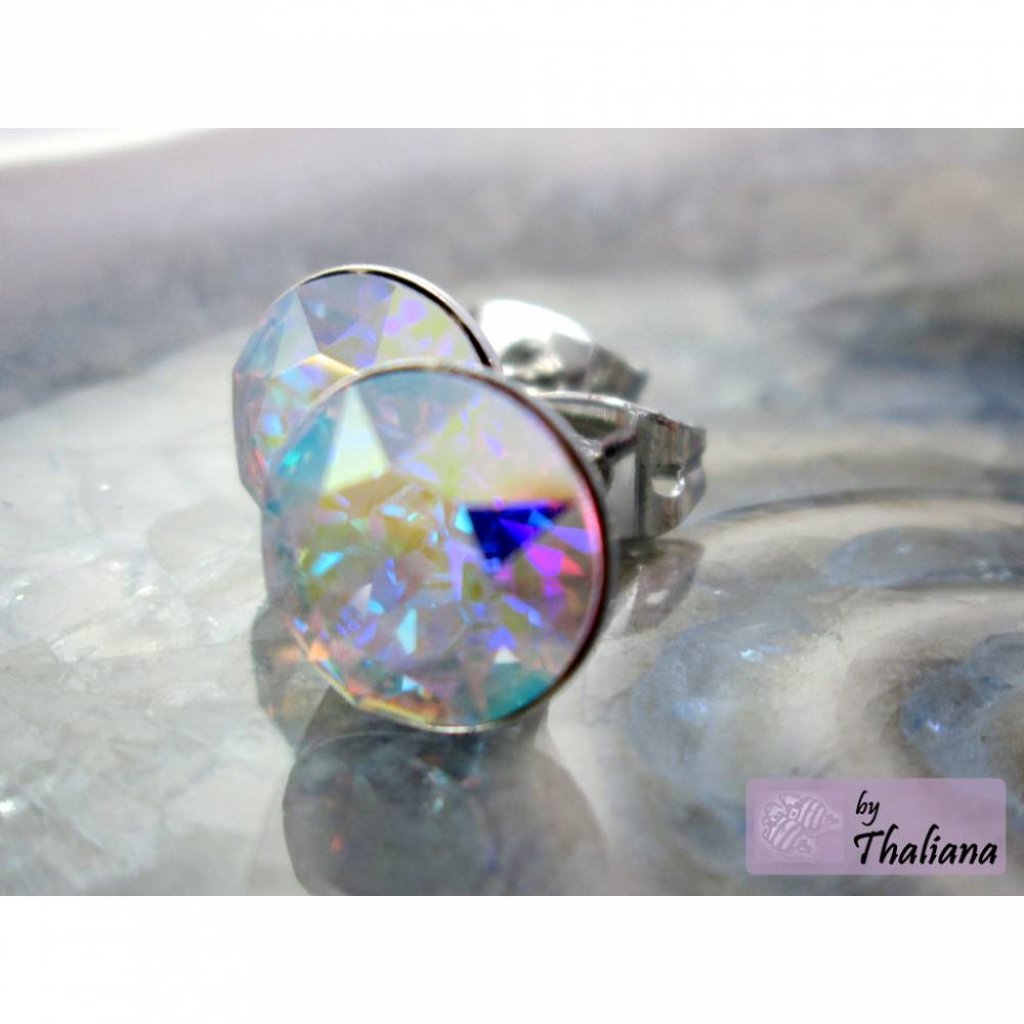 megafunkelige Glitzer-Ohrstecker Regenbogendiamant Bild 3