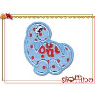 Dinosaurier Applikation blau rot – Gesticktes Patch zum Aufbügeln für Kleidung & Accessoires